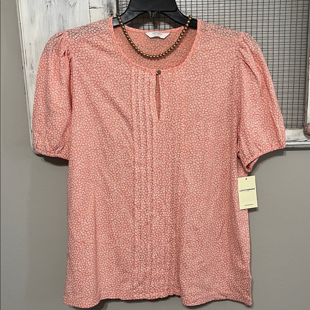 Lucky Brand Coral Patterned Blouse